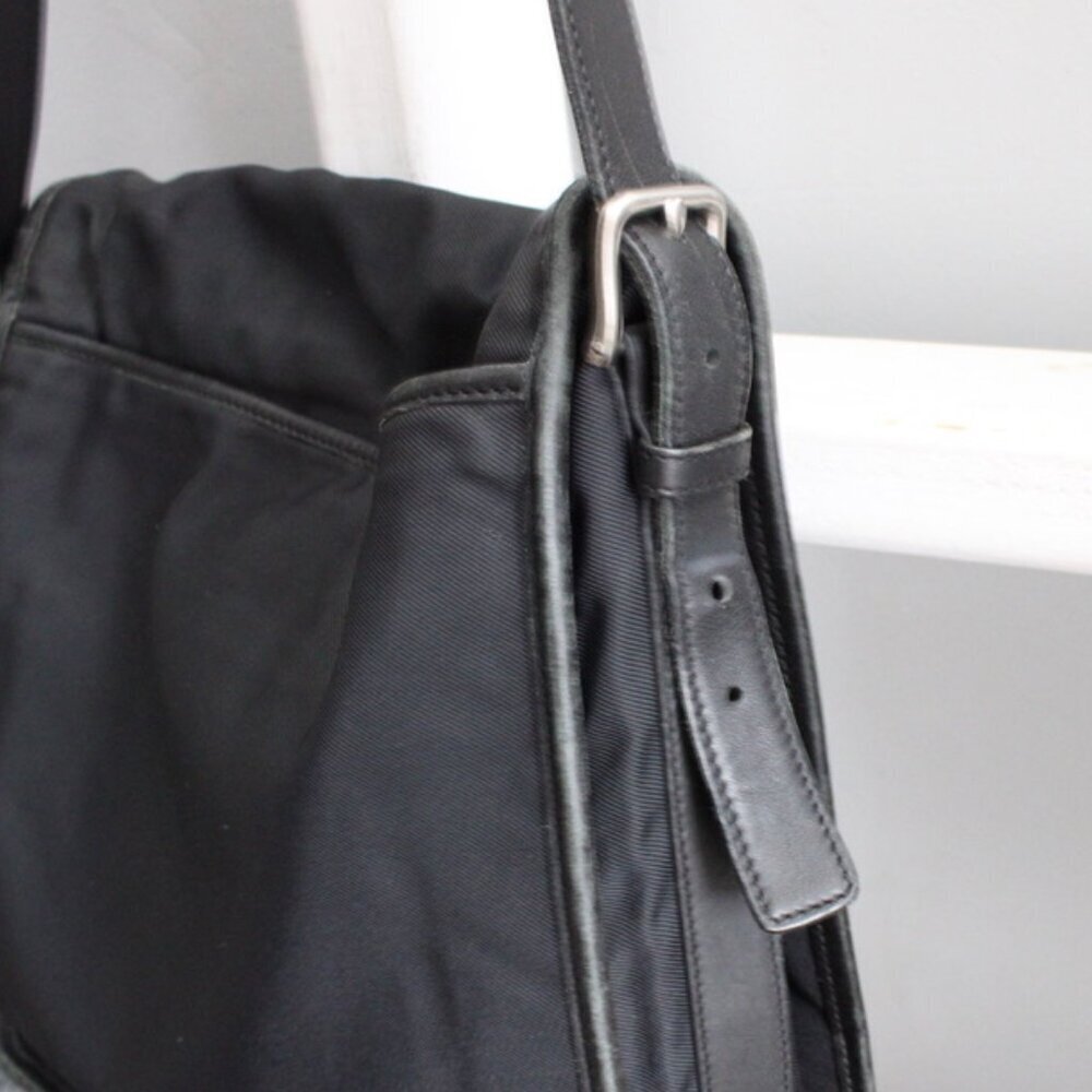 COACH VTG Black Nylon Canvas Leather Flap Large Messenger Portfolio Bag 5109 - Picture 5 of 7